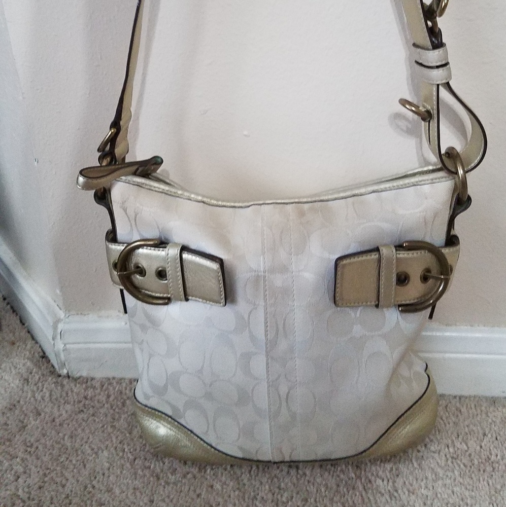 Authentic Coach Gold and Cream Purse